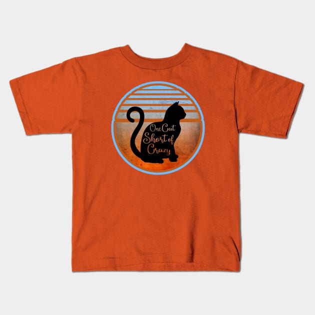 One Cat Short of Crazy - Retro Orange & Blue design Kids T-Shirt by Off the Page